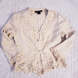 Vintage Ralph Lauren embroidered tan buttondown top